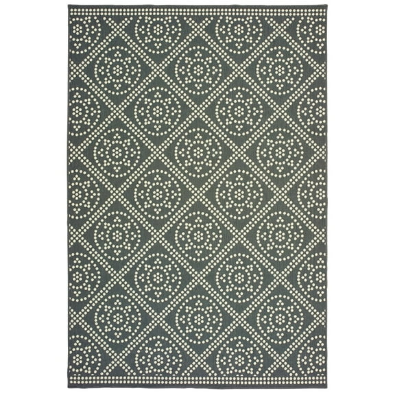 Oriental Weavers Marina Area Rug 3969L Grey Rings Petals 7' 10" x 10' 10" Rectangle