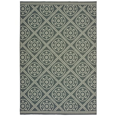 Oriental Weavers Marina Area Rug 3969L Outdoor Gray Rings Petals