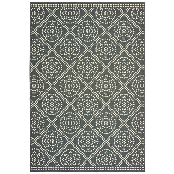Oriental Weavers Marina Area Rug 3969L Outdoor Gray Rings Petals