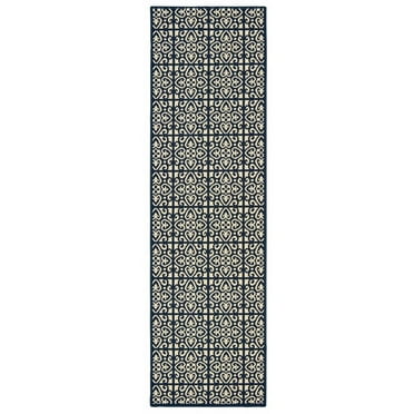 Oriental Weavers Marina Area Rug 5927B Ivory Angled Curves 2' 3" x 7' 6" Rectangle