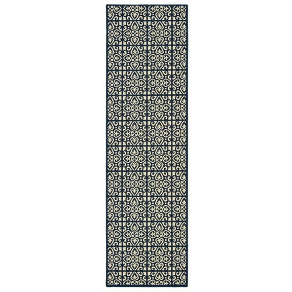 Oriental Weavers Marina Area Rug 5927B Ivory Angled Curves 2' 3" x 7' 6" Rectangle