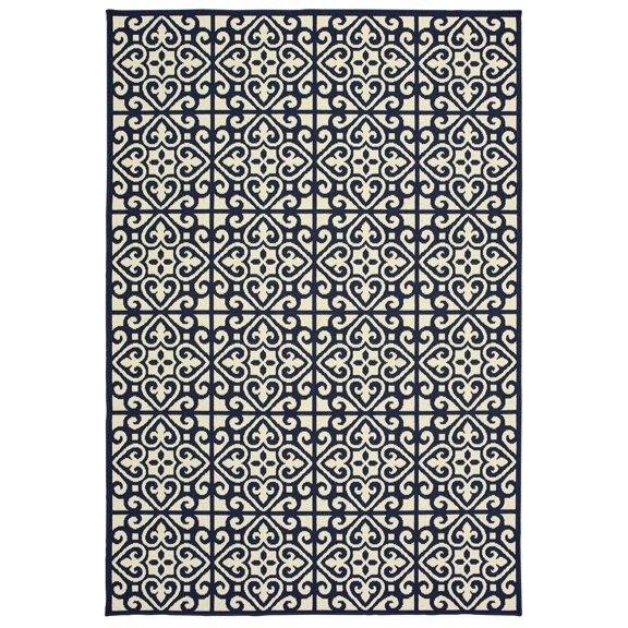 Oriental Weavers Marina Area Rug 5927B Ivory Angled Curves 2' 5" x 4' 5" Rectangle