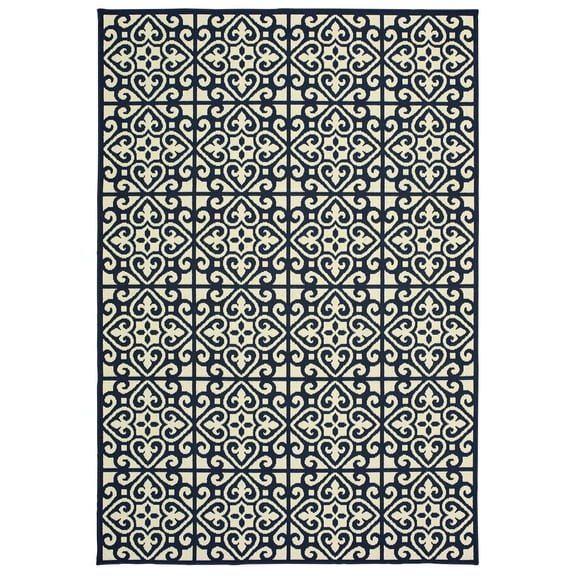 Oriental Weavers Marina Area Rug 5927B Ivory Angled Curves 7' 10" x 10' 10" Rectangle