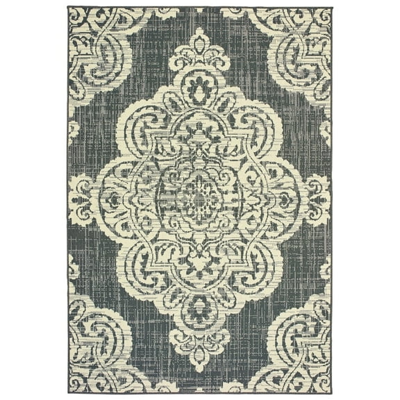 Oriental Weavers Marina Area Rug 5929E Outdoor Gray Paisley Scrolls
