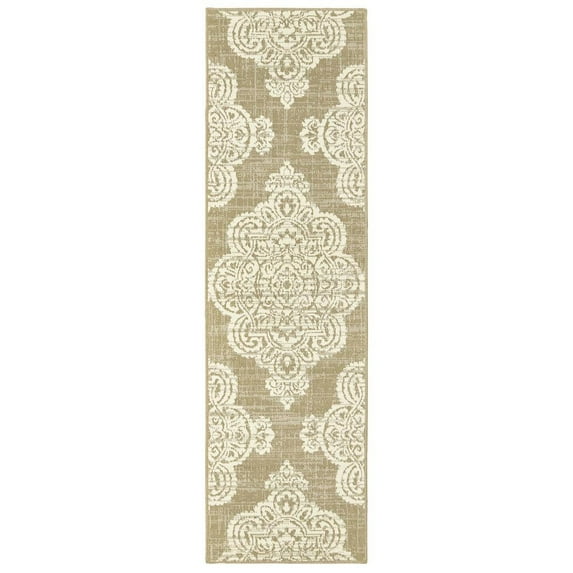 Oriental Weavers Marina Area Rug 5929J Tan Scrolls Ornamental 2' 3" x 7' 6" Rectangle