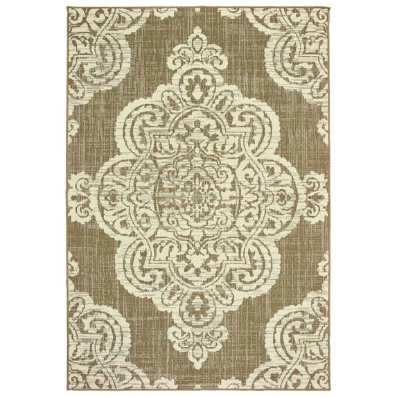 Oriental Weavers Marina Area Rug 5929J Tan Scrolls Ornamental 3' 7" x 5' 6" Rectangle