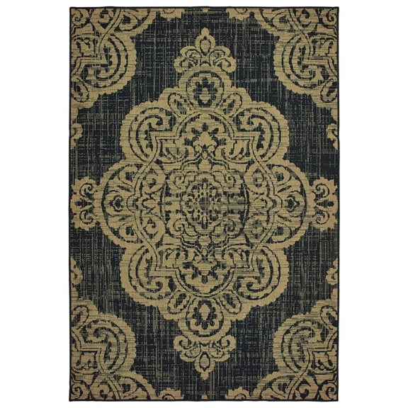 Oriental Weavers Marina Area Rug 5929K Black Scrolls Curves 7' 10" x 10' 10" Rectangle