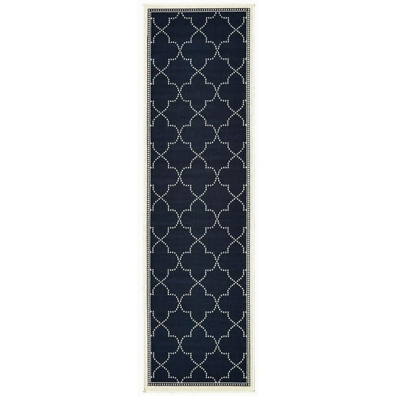Oriental Weavers Marina Area Rug 6025P Navy Ogee Linked 2' 3" x 7' 6" Rectangle