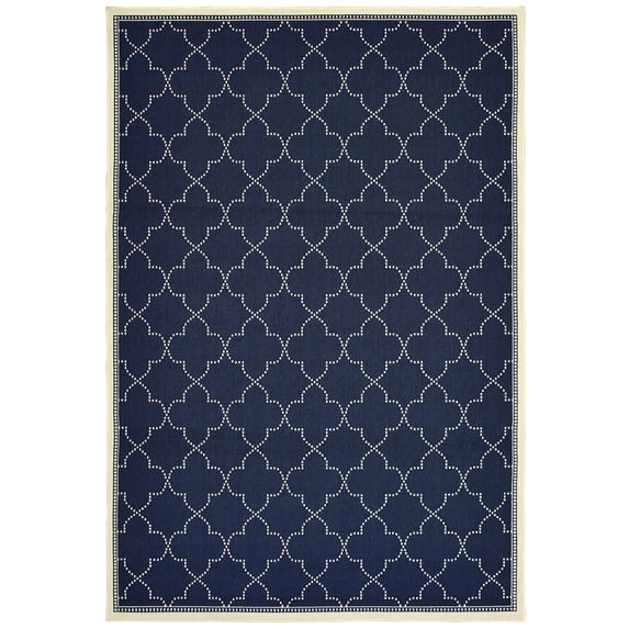 Oriental Weavers Marina Area Rug 6025P Navy Ogee Linked 6' 7" x 9' 6" Rectangle