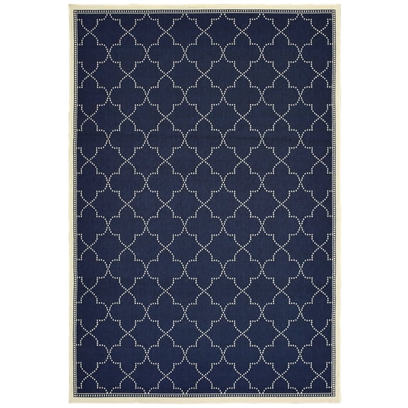Oriental Weavers Marina Area Rug 6025P Outdoor Navy Ogee Linked
