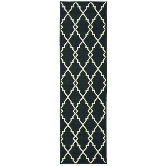 Oriental Weavers Marina Area Rug 7763K Black Diagonal Jagged 2' 3" x 7' 6" Rectangle