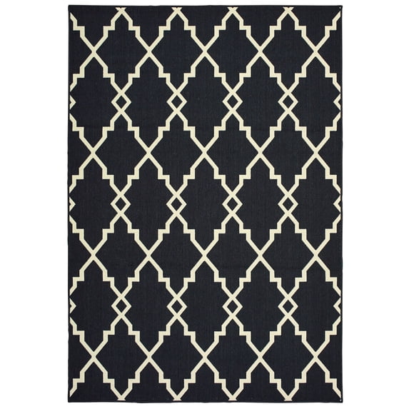 Oriental Weavers Marina Area Rug 7763K Black Diagonal Jagged 5' 3" x 7' 6" Rectangle