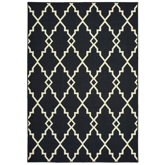 Oriental Weavers Marina Area Rug 7763K Black Diagonal Jagged 7' 10" x 7' 10" Round