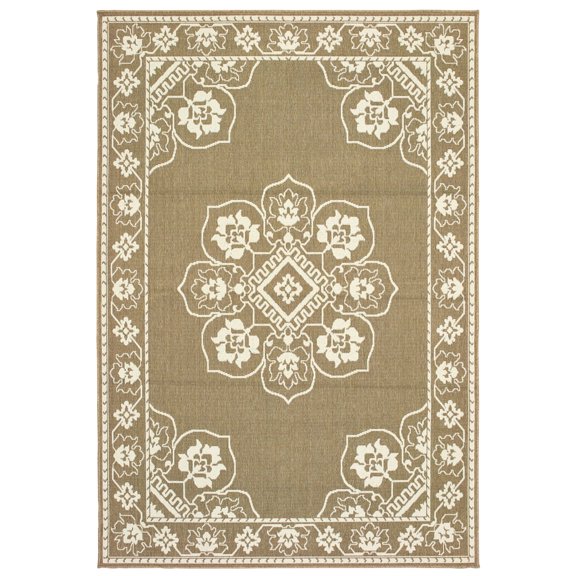 Oriental Weavers Marina Area Rug 7764J Outdoor Tan Scrolls Bulbs 2' 5" x 4' 5" Rectangle