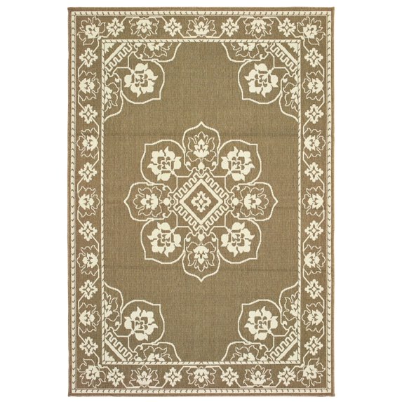 Oriental Weavers Marina Area Rug 7764J Tan Scrolls Bulbs 6' 7" x 9' 6" Rectangle