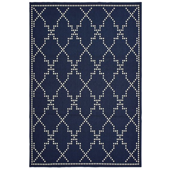 Oriental Weavers Marina Area Rug 7765B Outdoor Navy Lines Dotted 2' 5" x 4' 5" Rectangle
