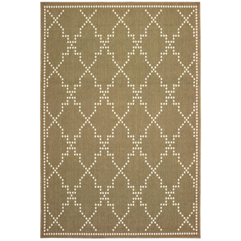 Oriental Weavers Marina Area Rug 7765Y Outdoor Tan Angled Crosshatch ...