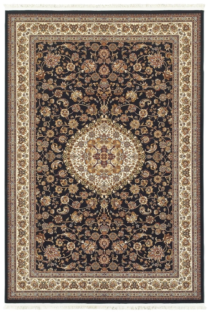Masterpiece Black and Ivory Hand-knotted Synthetic Runner Rug