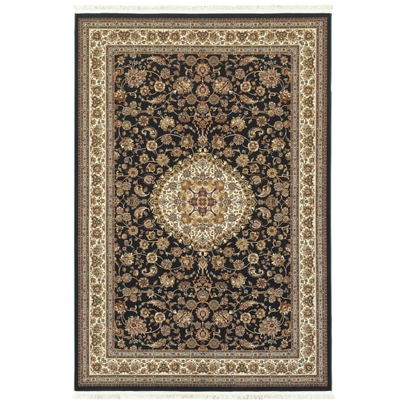 Oriental Weavers Masterpiece Area Rug - 033B2 - 3'10" x 5'5" - in Dark Blue/ Ivory - Vintage Inspired, Stain Resistant, Family and Pet Friendly , Entrway, Bedroom Rug