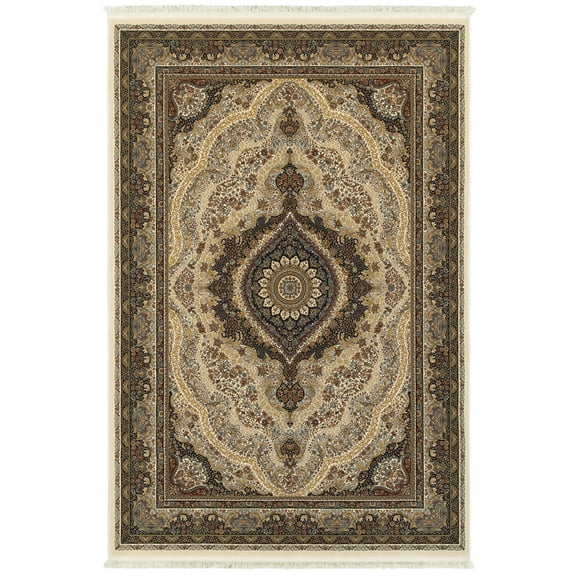 Oriental Weavers Masterpiece Area Rug 111W2 Ivory Bordered Eye 3' 10" x 5' 5" Rectangle