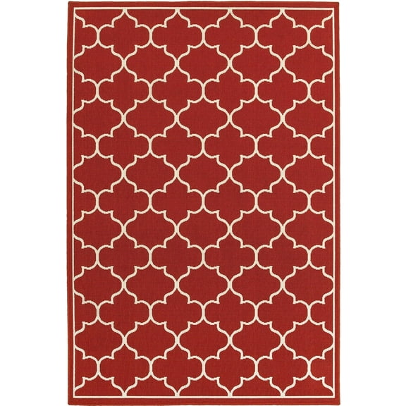 Oriental Weavers Meridian Area Rug 1295R Red Circles Curves 1' 10" x 2' 10" Rectangle