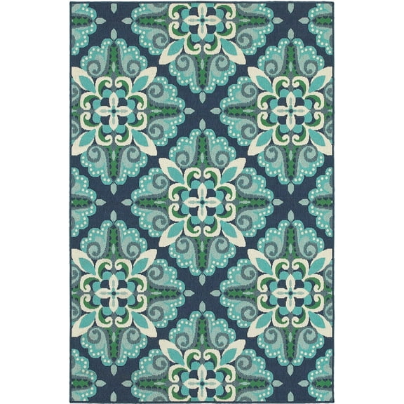 Oriental Weavers Meridian Area Rug 2206B Blue Diamond Curls 1' 10" x 2' 10" Rectangle