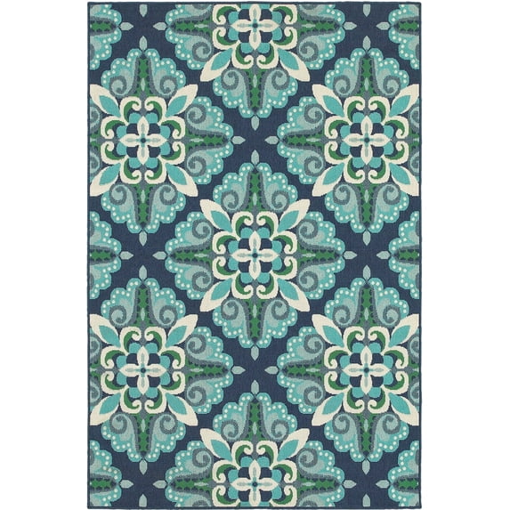 Oriental Weavers Meridian Area Rug 2206B Blue Diamond Curls 1' 10" x 2' 10" Rectangle