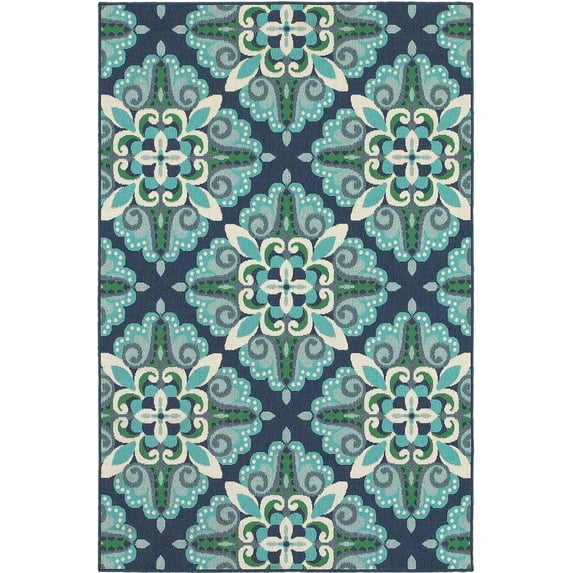 Oriental Weavers Meridian Area Rug 2206B Blue Diamond Curls 3' 7" x 5' 6" Rectangle