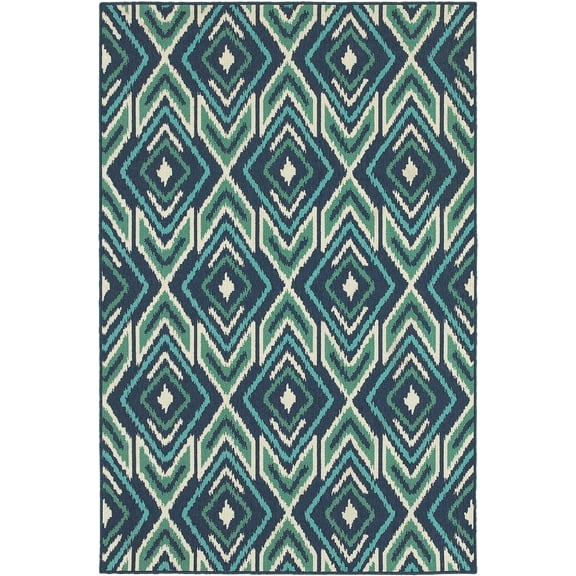 Oriental Weavers Meridian Area Rug 2209B Navy Diamonds Lines 1' 10" x 2' 10" Rectangle