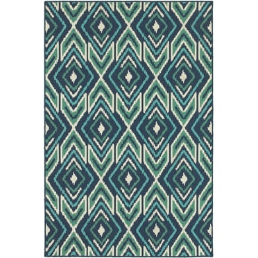 Oriental Weavers Meridian Area Rug 2209B Navy Diamonds Lines 5' 3" x 7' 6" Rectangle