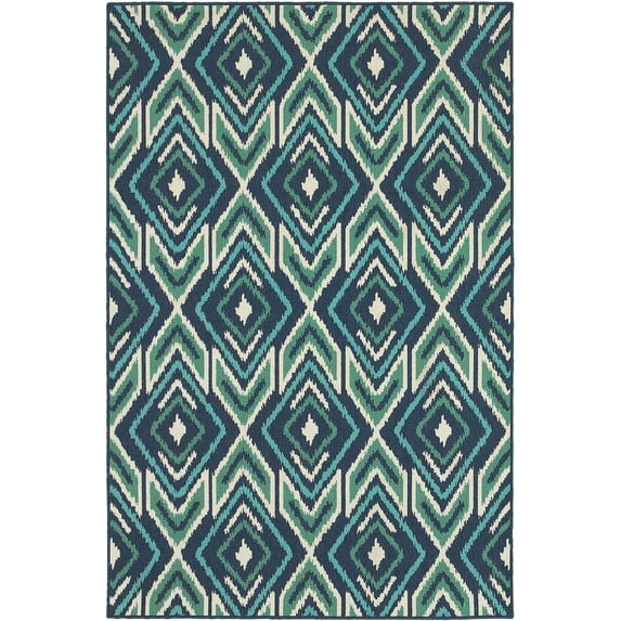 Oriental Weavers Meridian Area Rug 2209B Navy Diamonds Lines 6' 7" x 9' 6" Rectangle