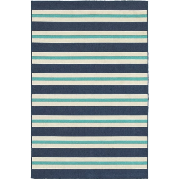 Oriental Weavers Meridian Area Rug 5701B Blue Lines Stripes 1' 10" x 2' 10" Rectangle