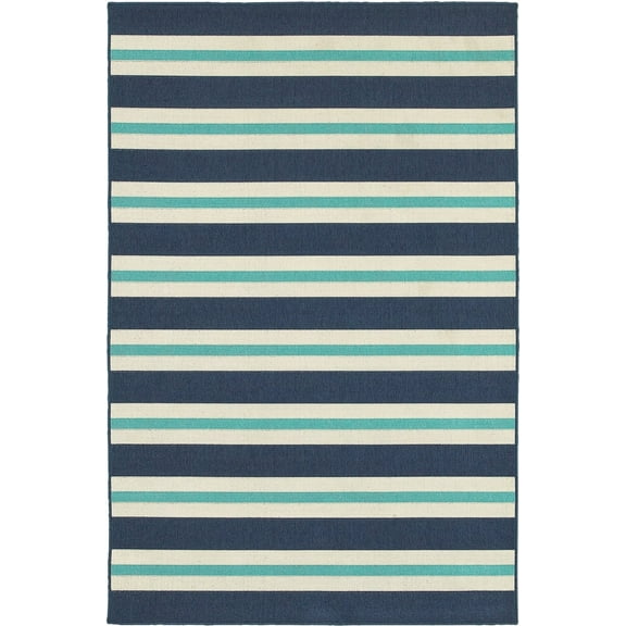 Oriental Weavers Meridian Area Rug 5701B Blue Lines Stripes 3' 7" x 5' 6" Rectangle