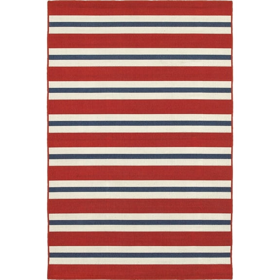 Oriental Weavers Meridian Area Rug 5701R Red Bars Lines 6' 7" x 9' 6" Rectangle