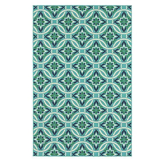 Oriental Weavers Meridian Area Rug 5868L Blue Circles Leaves 2' 3" x 7' 6" Rectangle