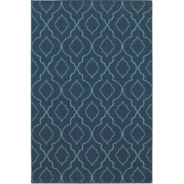 Oriental Weavers Meridian Area Rug 7541B Navy Waves Swirls 5' 3" x 7' 6" Rectangle