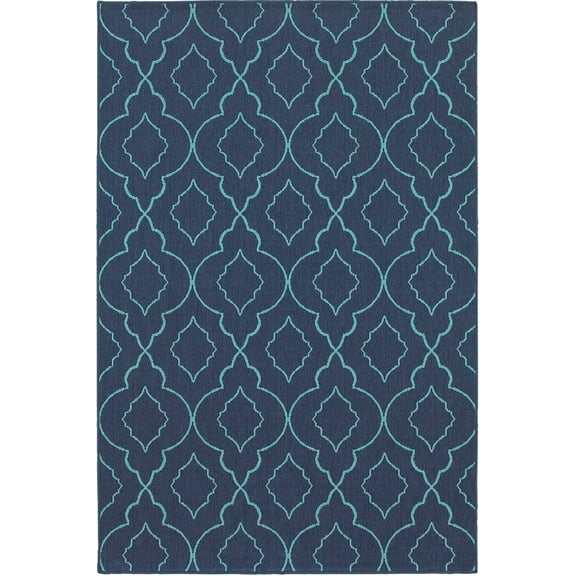 Oriental Weavers Meridian Area Rug 7541B Navy Waves Swirls 6' 7" x 9' 6" Rectangle