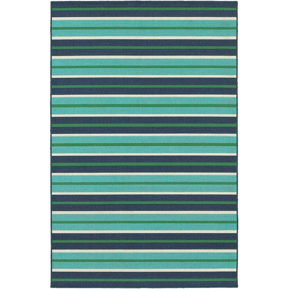 Oriental Weavers Meridian Area Rug 9652F Blue Rows Bars 6' 7" x 9' 6" Rectangle