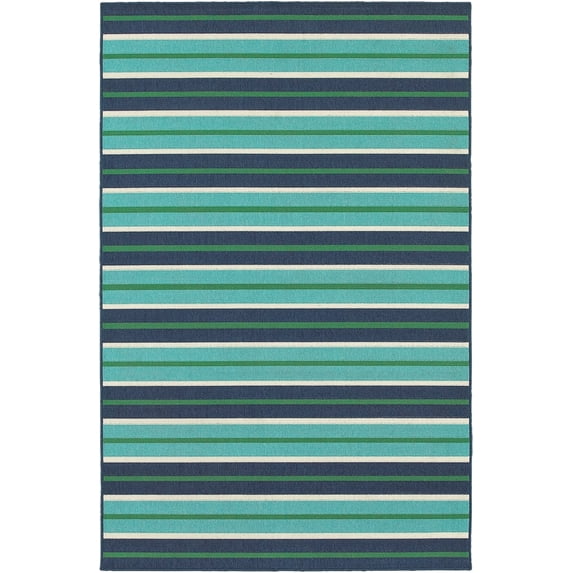 Oriental Weavers Meridian Area Rug 9652F Blue Rows Bars 7' 10" x 10' 10" Rectangle