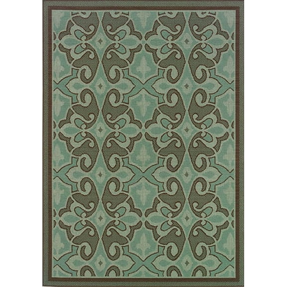 Oriental Weavers Montego Area Rug 2335L Blue Damask Border 1' 9" x 3' 9" Rectangle