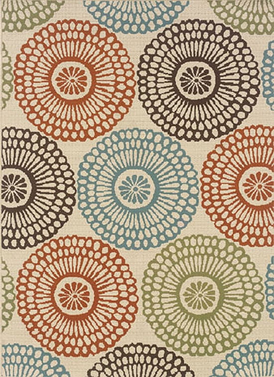 Montego Beige and Blue Synthetic Rectangular Area Rug