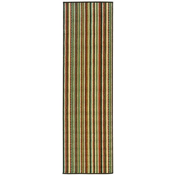 Oriental Weavers Montego Indoor/Outdoor Rug - 6996C - 2'3" x 7'6" - in Green/ Blue - Classic Casual Style, Water, Stain and Fade Resistant, Hose Clean, Patio, Outdoor Living Area Rug