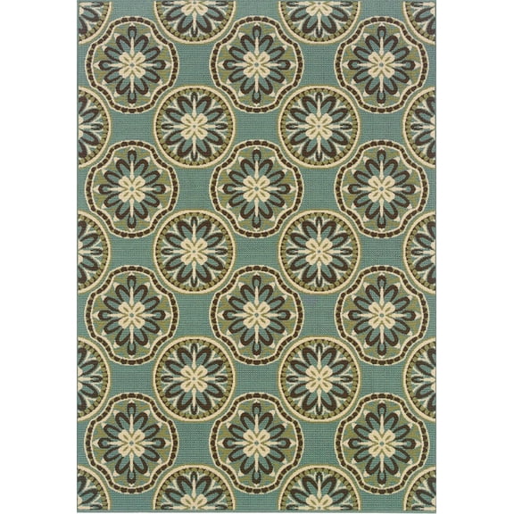 Sphinx Montego Area Rug 8323L Blue Circles Flowers 2' 3" x 7' 6" Rectangle