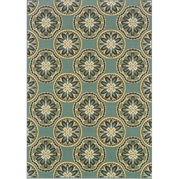 Oriental Weavers Montego Area Rug 8323L Blue Circles Flowers 2' 3" x 7' 6" Rectangle