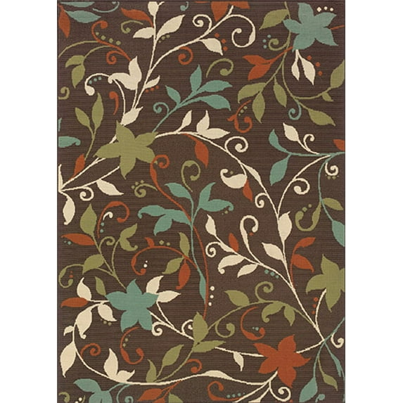 Oriental Weavers Montego Area Rug 967X6 Brown Vines Flowers 1' 9" x 3' 9" Rectangle