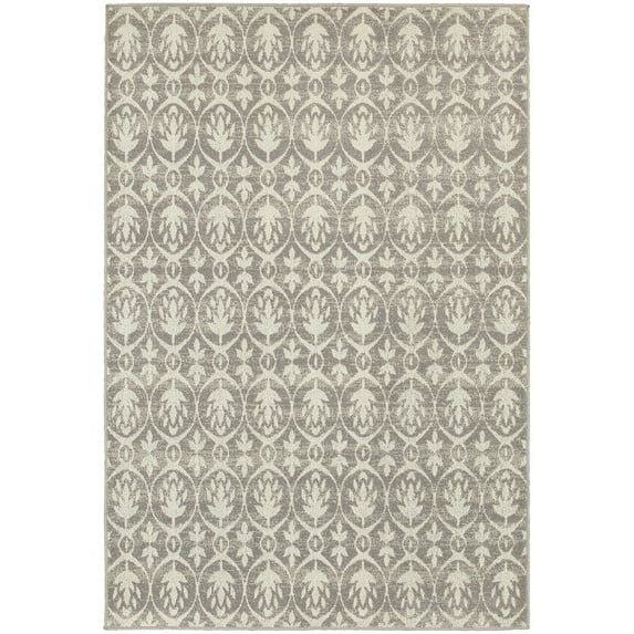 Sphinx New Hampton Area Rug Grey Circles Leaves 9' 10" x 12' 10" Rectangle