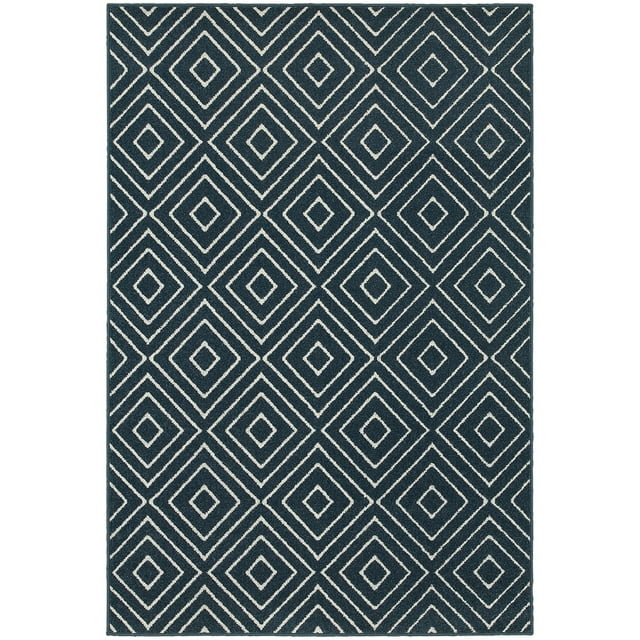 Sphinx New Hampton Area Rug Navy Diamond Lines 6' 7" x  9' 6" Rectangle