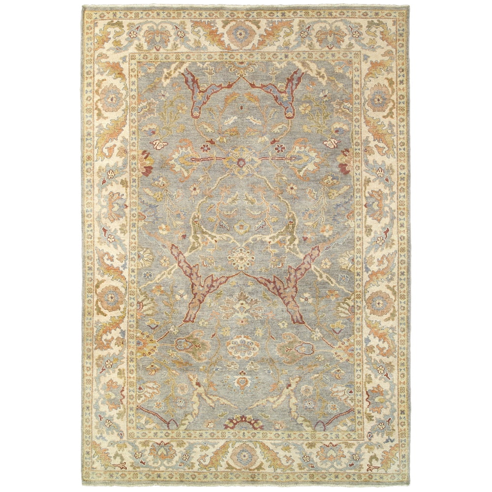Gray Wool Hand-Knotted Traditional Oriental Rug