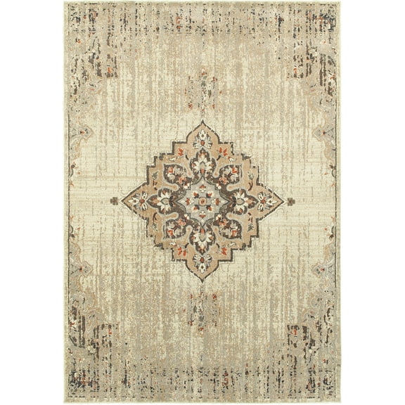 Sphinx Pasha Area Rug 072J2 Ivory Medallion Petals 7' 10" x 10' 10" Rectangle