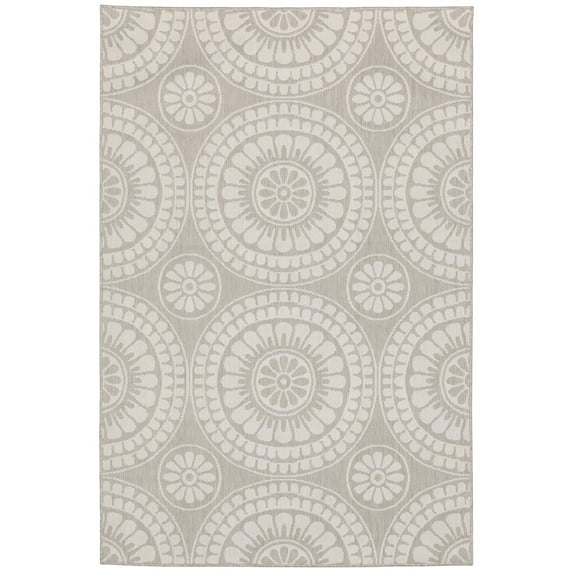 Oriental Weavers Portofino Area Rug 1832H Outdoor Gray Rings Loops 6' 7" x 9' 2" Rectangle